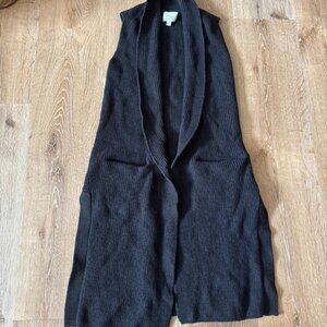 Wilfred Black 100% Merino Wool Fisherman Knit Olivie Vest Duster Cardigan Sz XXS
